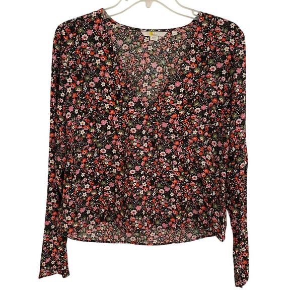 BODEN Ditsy Meadow Floral Print V-Neck Long Sleeve Blouse Top Cropped US 8 Boho - Picture 1 of 6